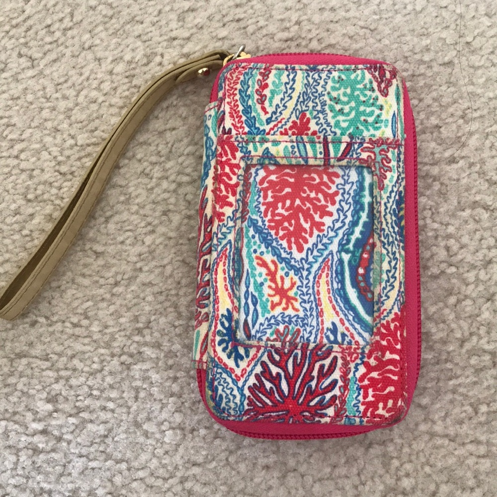 Lilly Pulitzer coral wristlet wallet